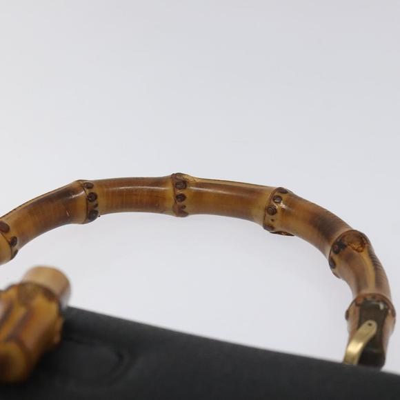 GUCCI Bamboo Hand Bag Leather Black Gold 000 2113 0188 Auth yk17496A - Picture 8 of 16